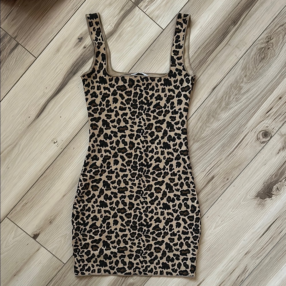 Zara Black and Cream Bodycon Mini Dress